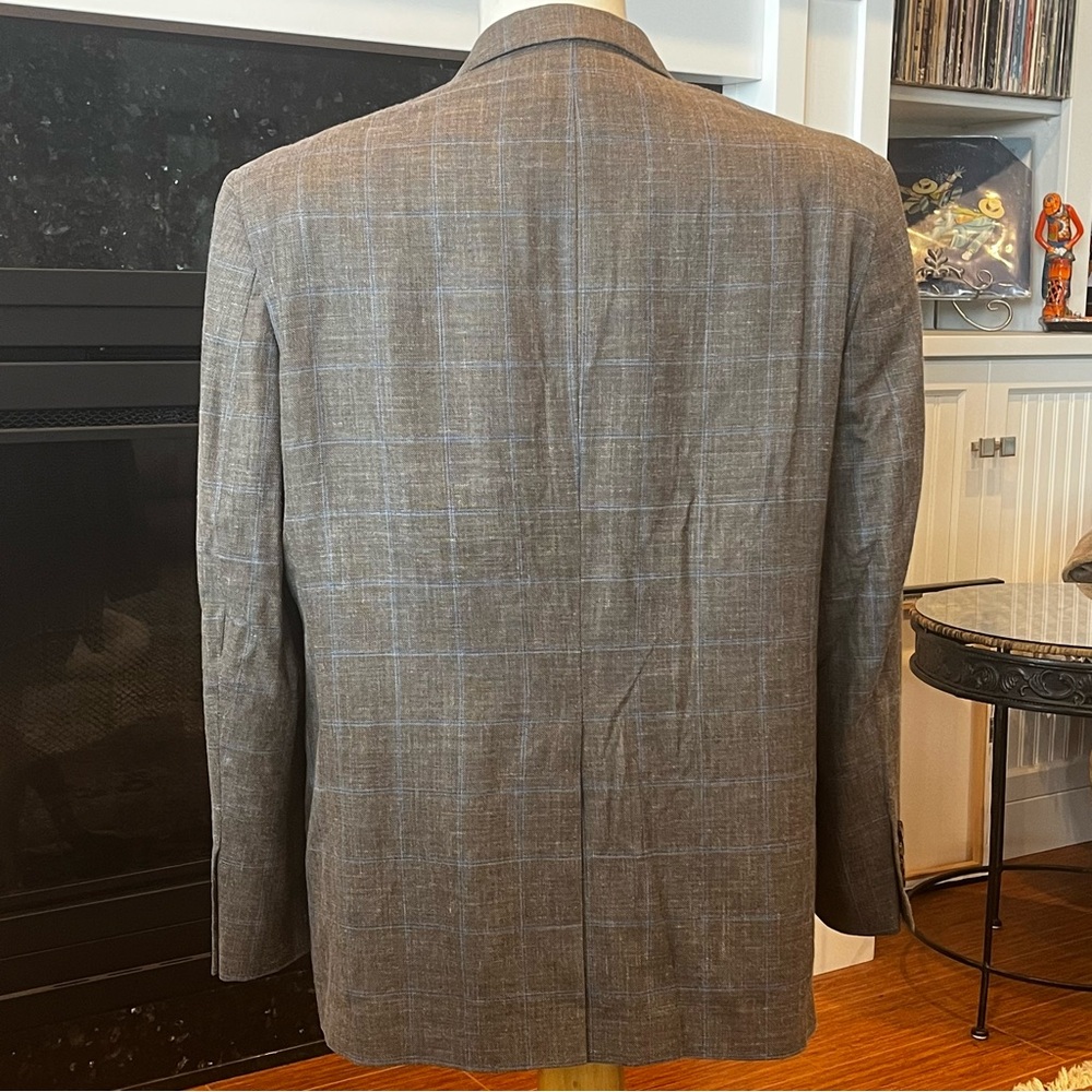 RALPH LAUREN Black Label Linen Blazer Taupe Brown Blue Size 46R Breathable - Picture 5 of 15